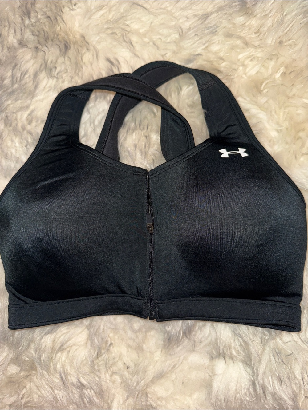 Under Armour Black Front Zip High-Impact Sports Bra